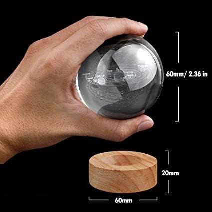 3D Crystal Planet Night Lamp with Astronaut & Wooden Base