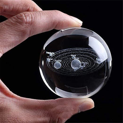 3D Crystal Planet Night Lamp with Astronaut & Wooden Base