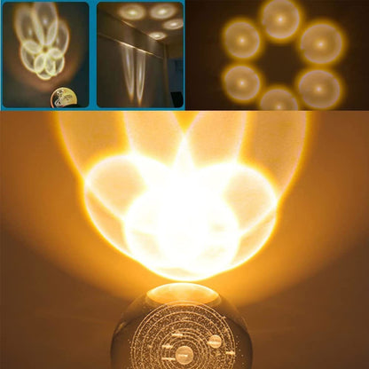 3D Crystal Planet Night Lamp with Astronaut & Wooden Base
